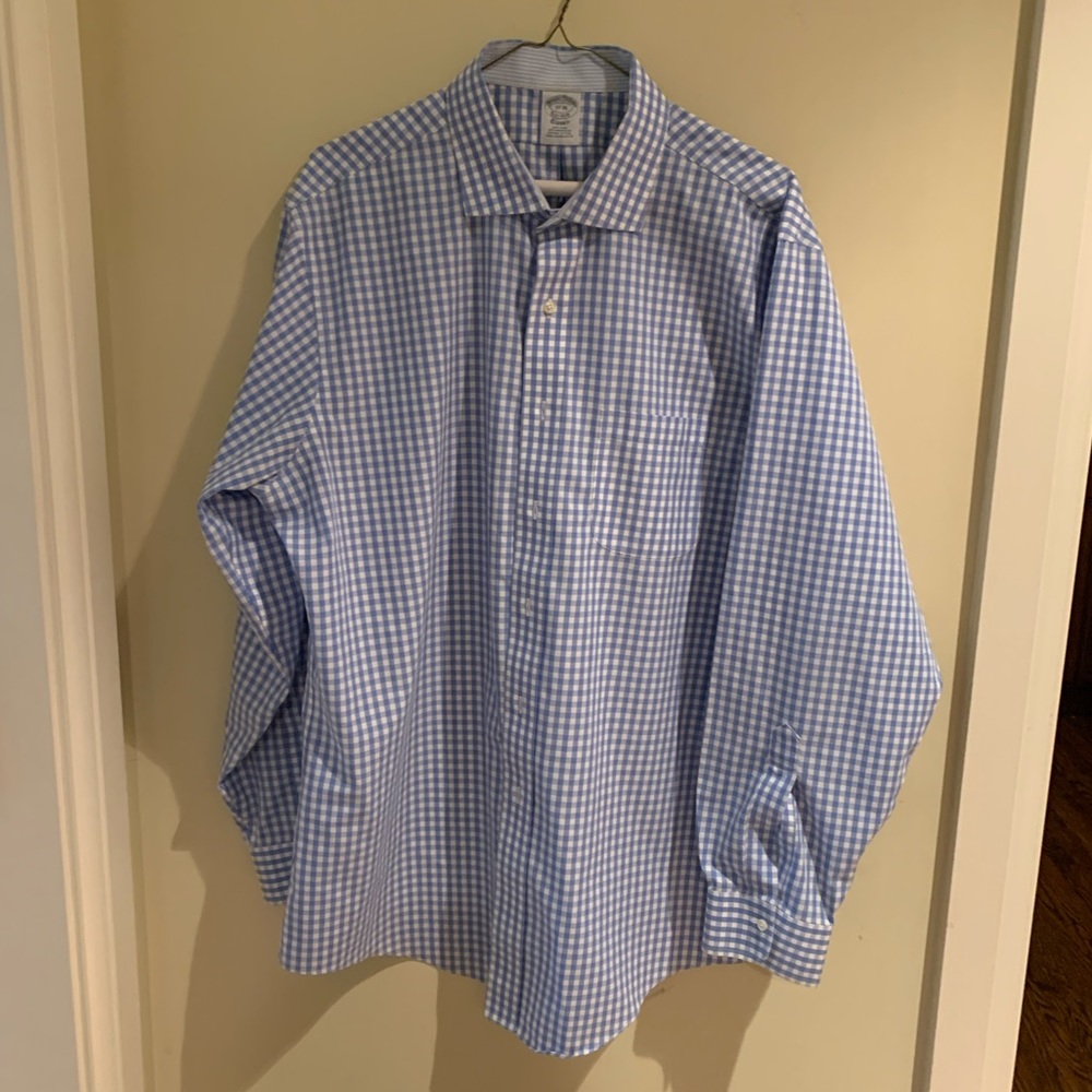 Brooks Brothers Classic Dress Shirt Blue Check 17